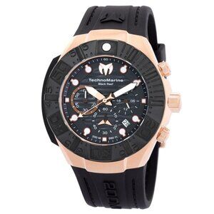 NWT Authentic Technomarine Reef Black Chronograph GMT Quartz Black Dial Men's Wa